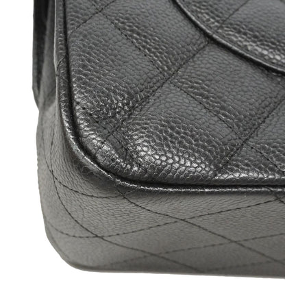 Chanel Shoulder Bag Maxi Quilted Caviar Leather Black Silver — view 7