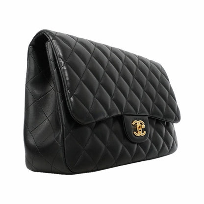 Chanel Shoulder Bag Maxi Quilted Lambskin Black Gold — view 2