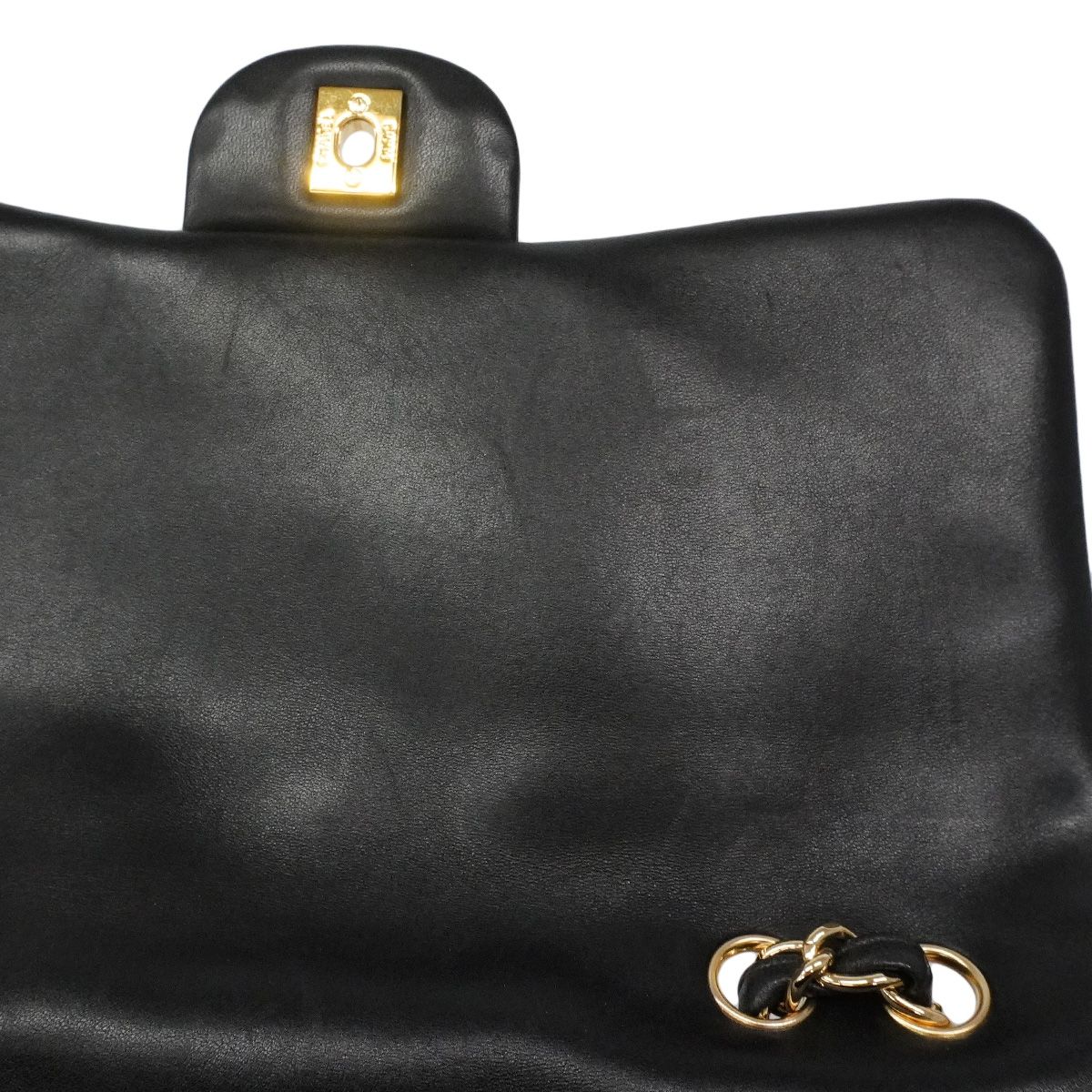 Chanel Shoulder Bag Maxi Quilted Lambskin Black Gold — view 7