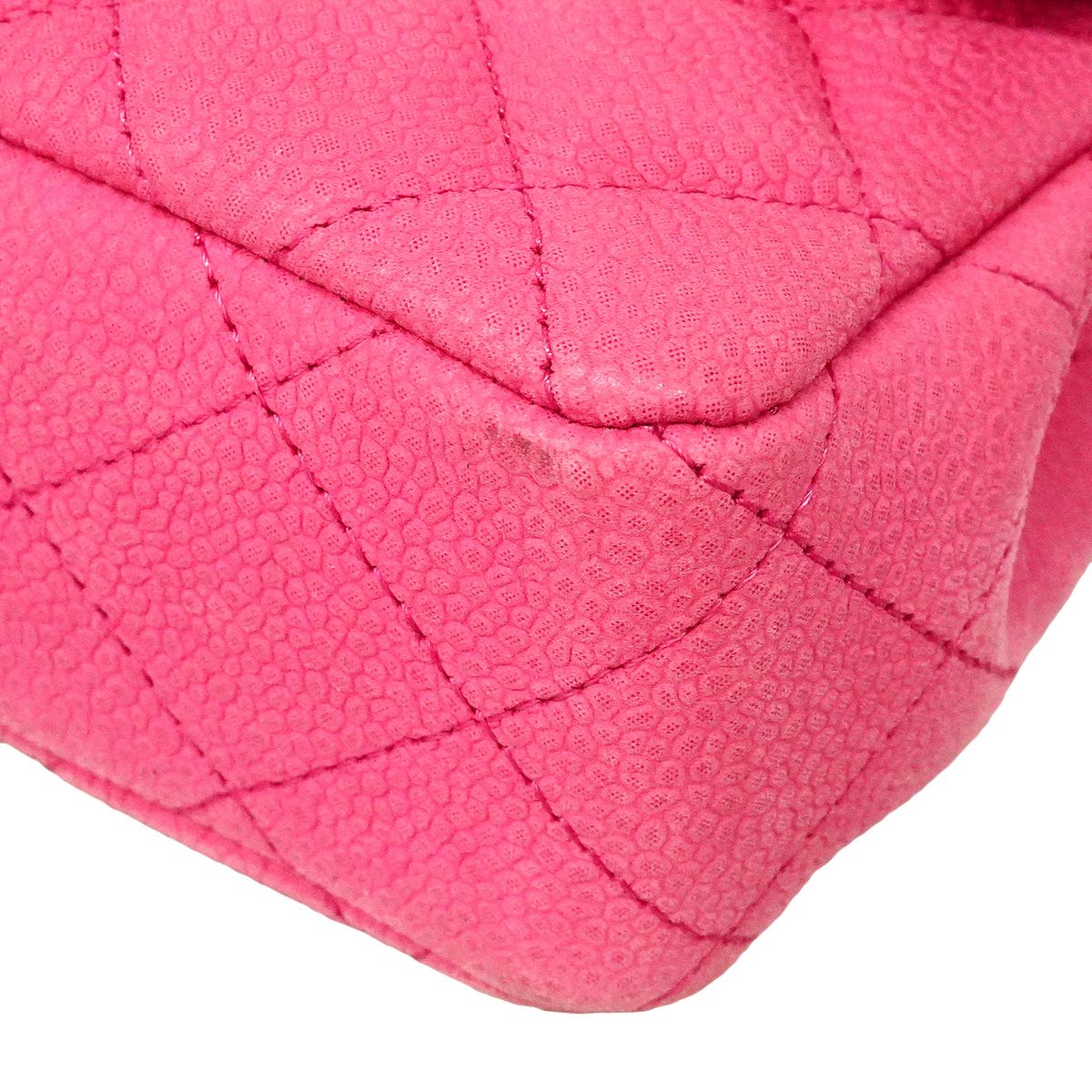 Chanel Shoulder Bag Quilted Caviar Leather Pink Silver — view 6