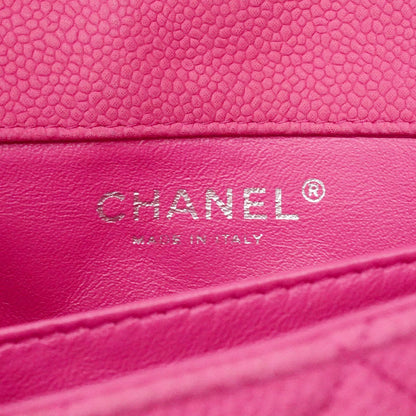 Chanel Shoulder Bag Quilted Caviar Leather Pink Silver — view 5