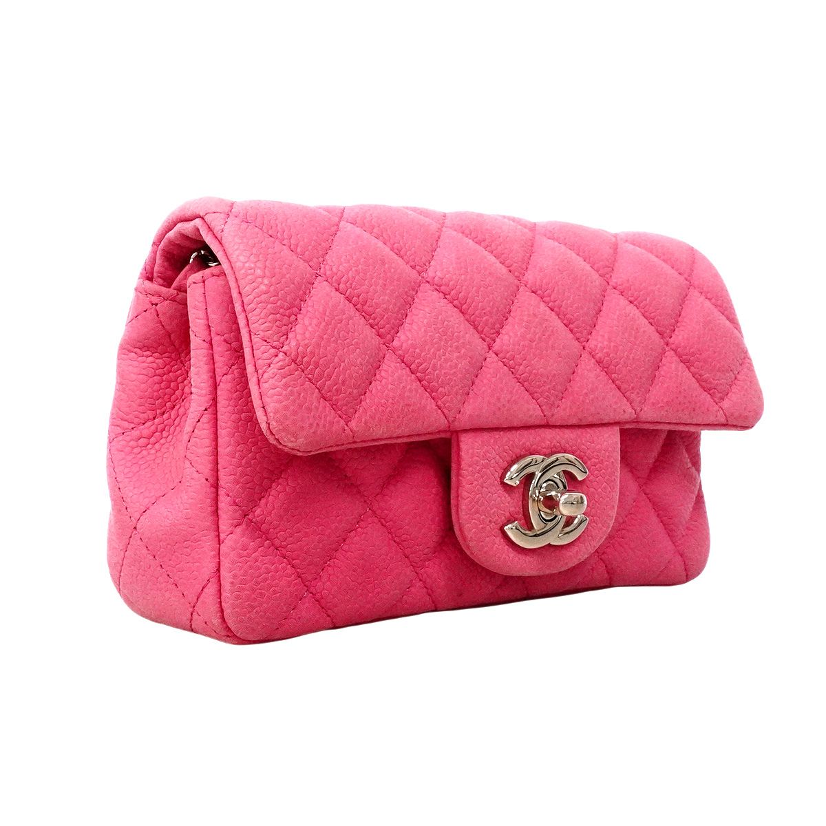 Chanel Shoulder Bag Quilted Caviar Leather Pink Silver — view 2