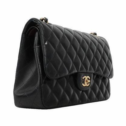 Chanel Shoulder Bag Maxi Quilted Lambskin Black Gold — view 2