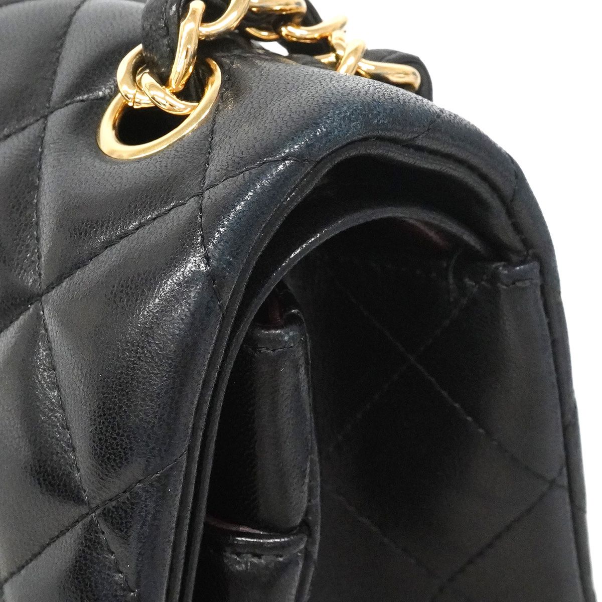 Chanel Shoulder Bag Maxi Quilted Lambskin Black Gold — view 7