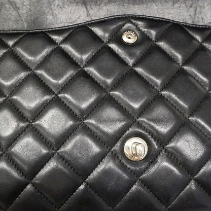 Chanel Shoulder Bag Maxi Quilted Lambskin Black Silver — view 8