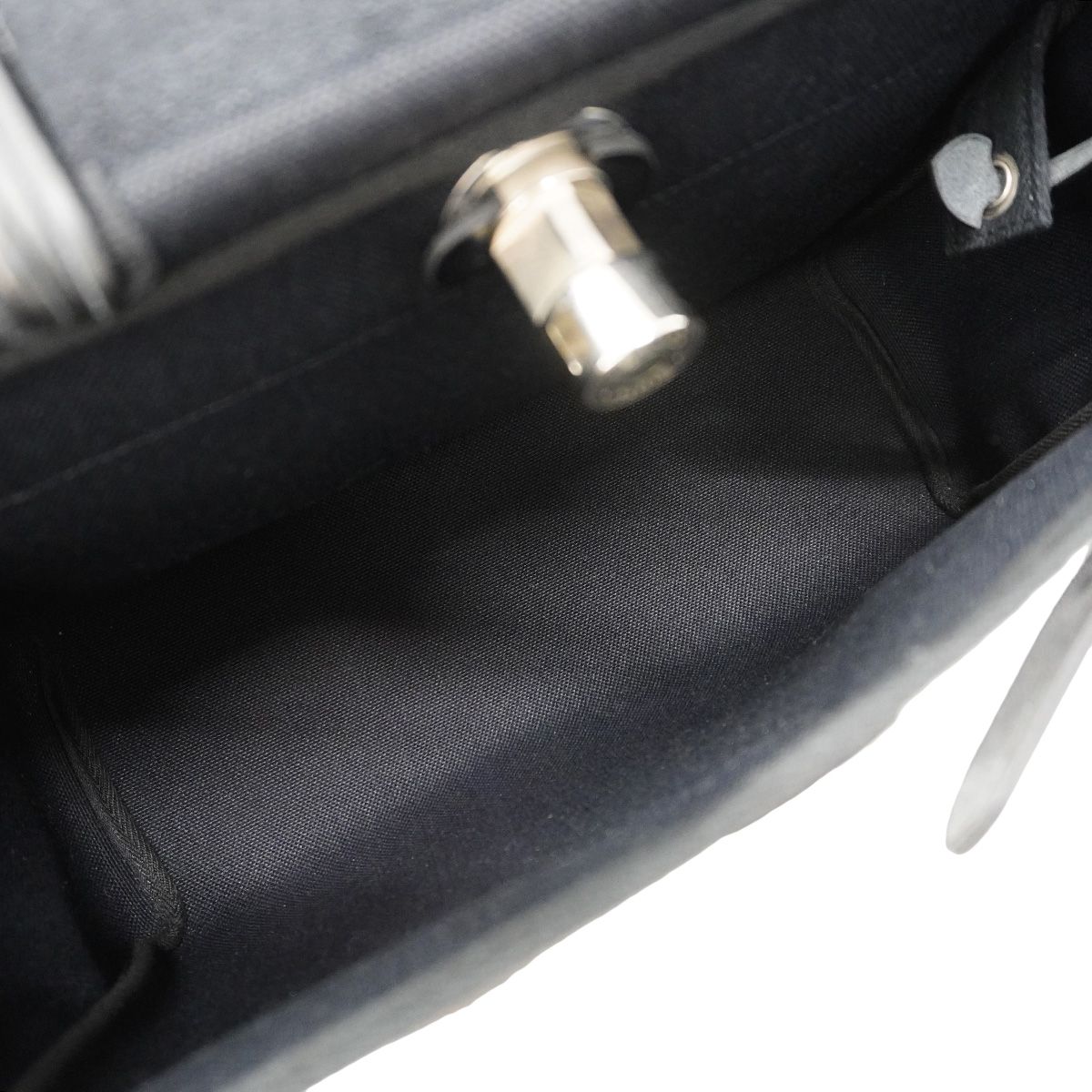Hermes Handbag Herbag Zip PM Toile Military Black Silver 2-Way Bag — view 4