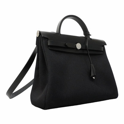 Hermes Handbag Herbag Zip PM Toile Military Black Silver 2-Way Bag — view 2