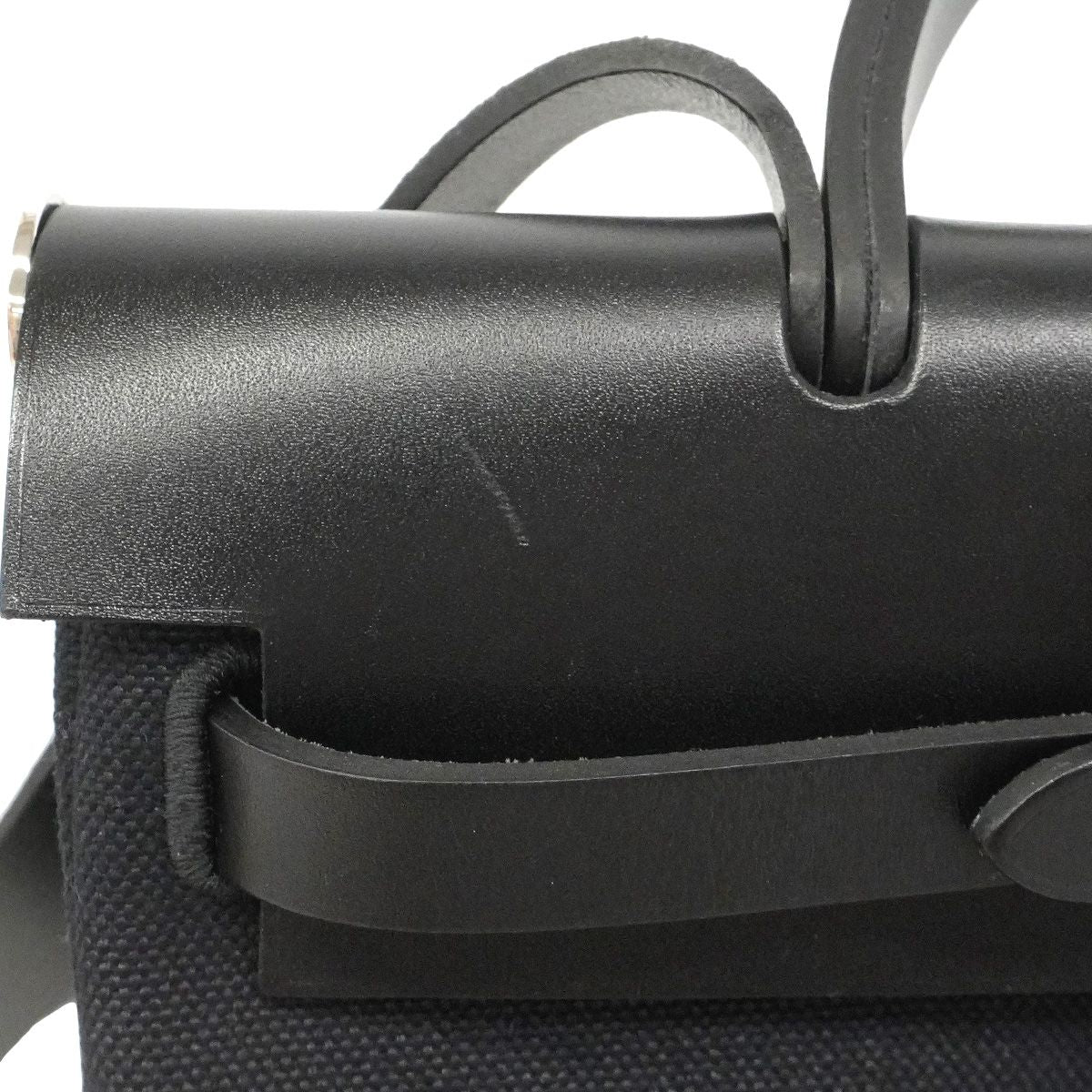 Hermes Handbag Herbag Zip PM Toile Military Black Silver 2-Way Bag — view 6