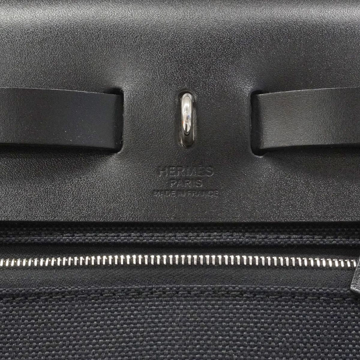 Hermes Handbag Herbag Zip PM Toile Military Black Silver 2-Way Bag — view 5