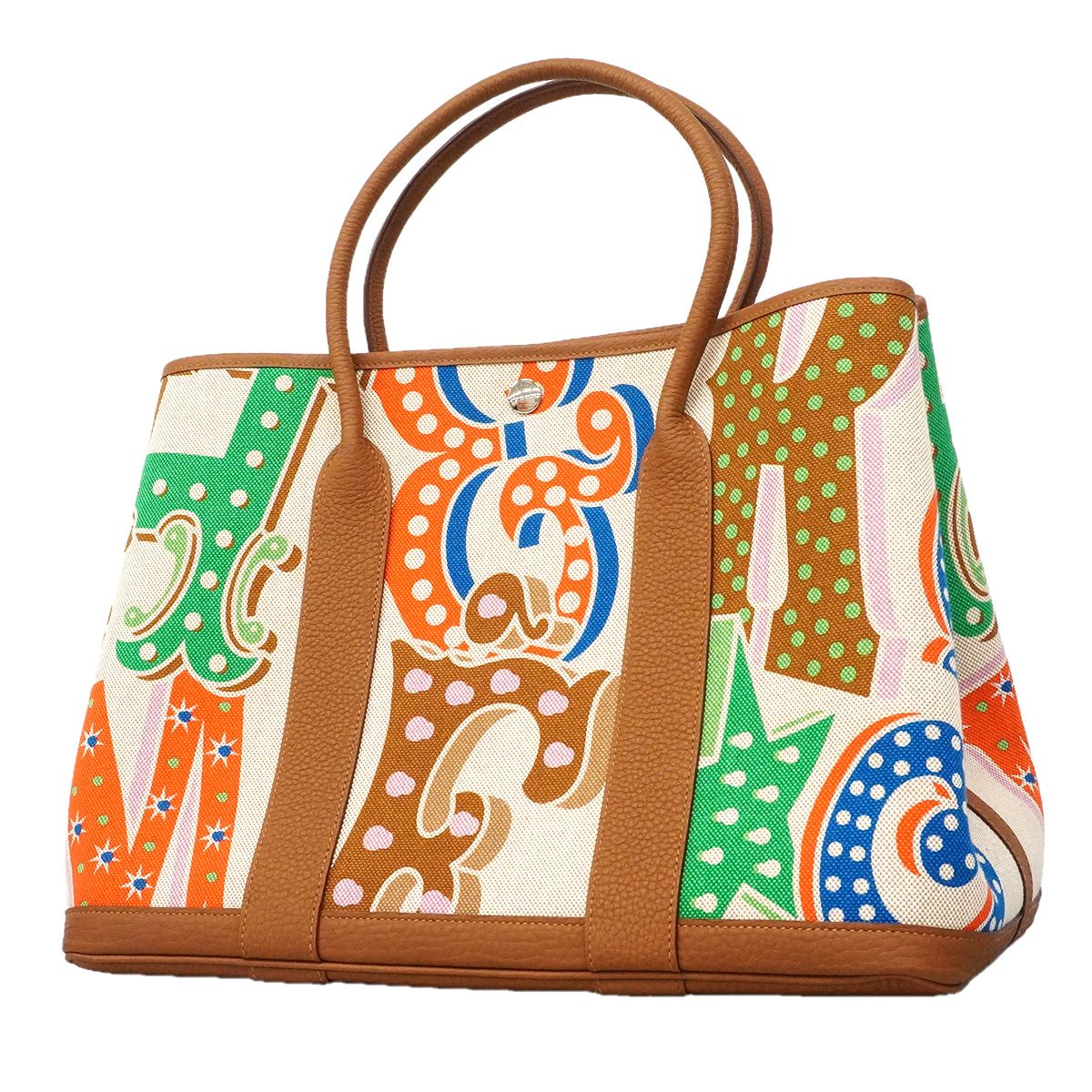 Hermes Tote Garden Party PM Electric Toile H Negonda Gold Multicolor Silver