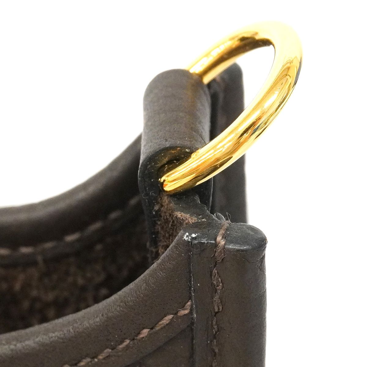 Hermes Shoulder Bag Evelyne TPM Taurillon Clemence Ebene Gold — view 7