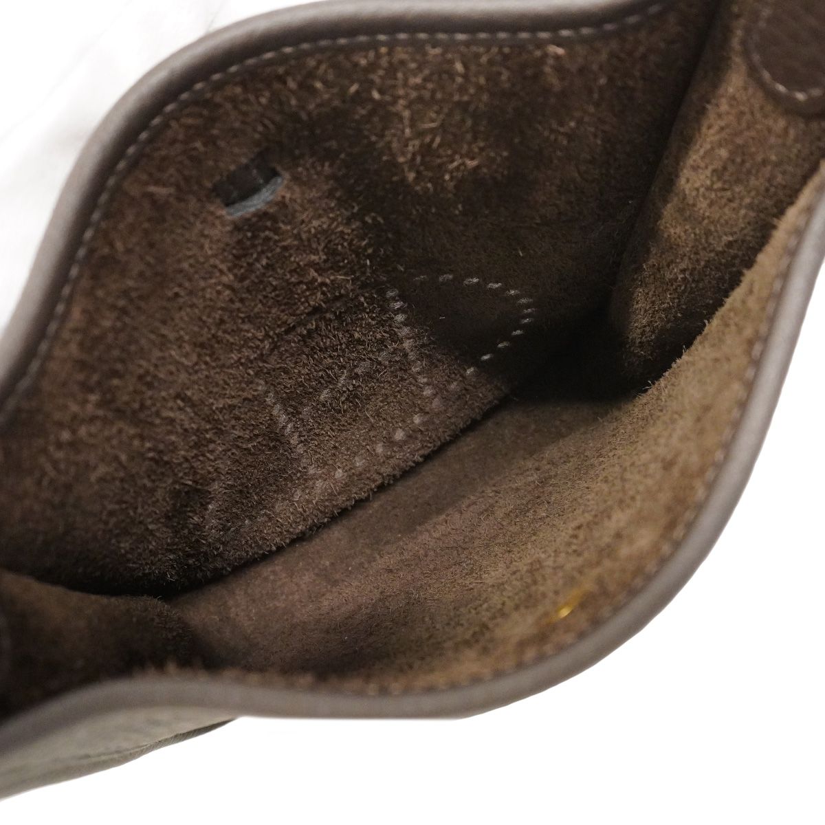 Hermes Shoulder Bag Evelyne TPM Taurillon Clemence Ebene Gold — view 4