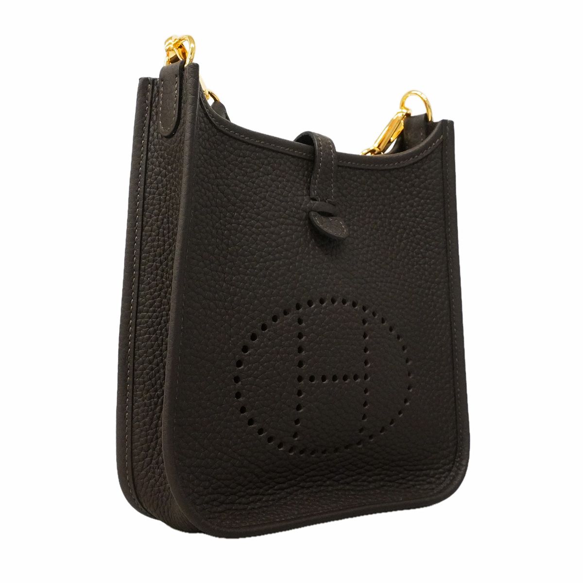 Hermes Shoulder Bag Evelyne TPM Taurillon Clemence Ebene Gold — view 2