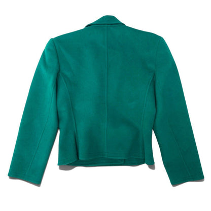 Saint Laurent Tailored Jacket Double Breasted Gold Button Wool Blend Green — view 3