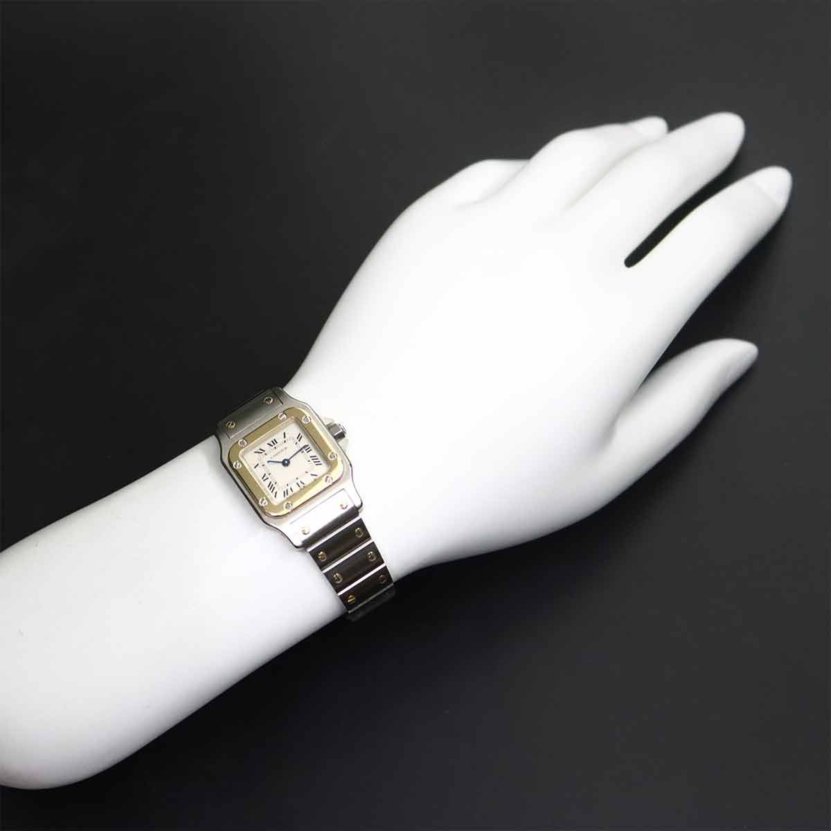 Cartier Santos Galbee SM Watch Ivory 18k Yellow Gold Quartz — view 3