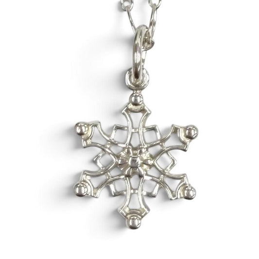 Tiffany & Co 925 Oval Link Chain Snowflake Pendant Silver Necklace