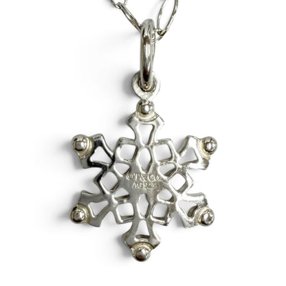 Tiffany & Co 925 Oval Link Chain Snowflake Pendant Silver Necklace — view 3