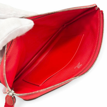 Hermes Carre Pocket Long Rainbow Love Veau Swift Rouge de Coeur Halzan Pouch — view 6