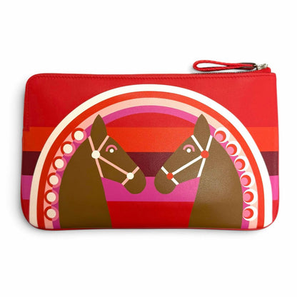Hermes Carre Pocket Long Rainbow Love Veau Swift Rouge de Coeur Halzan Pouch — view 3