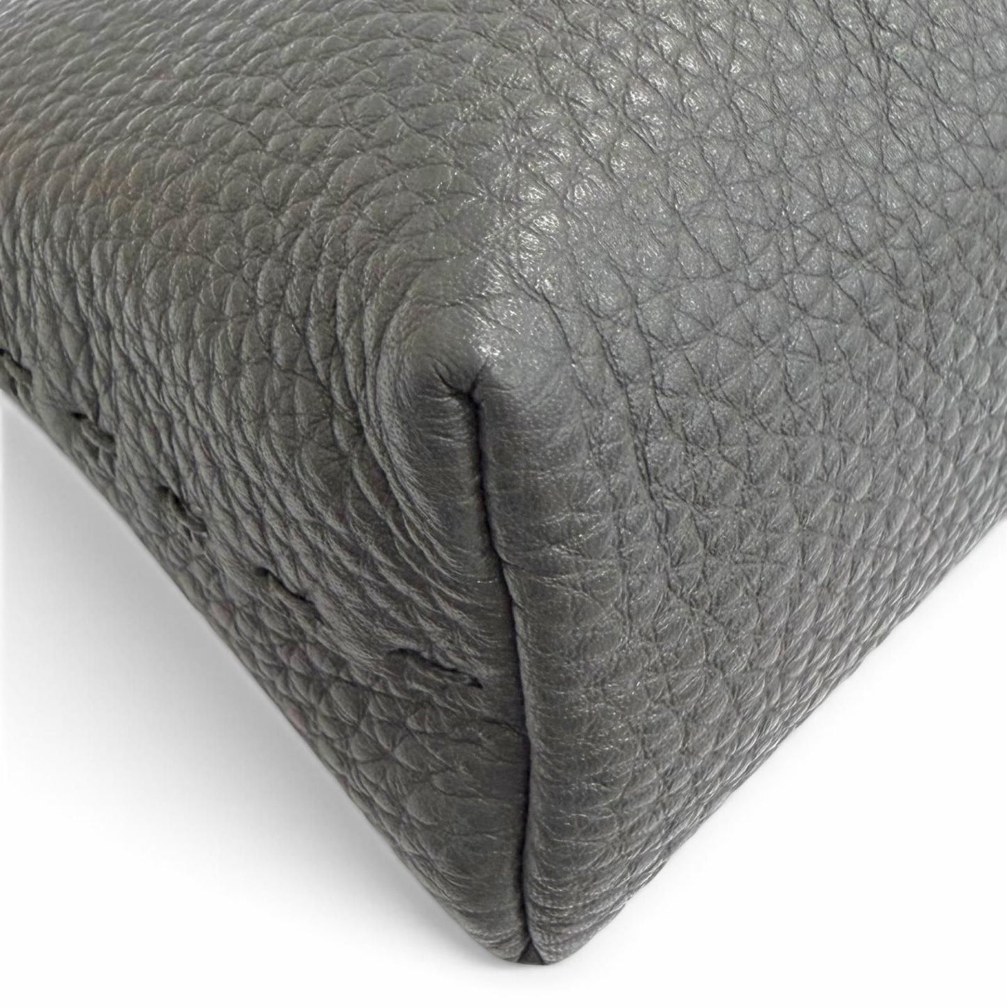 Fendi Selleria Logo Leather Pouch Makeup Dark Gray Silver — view 7