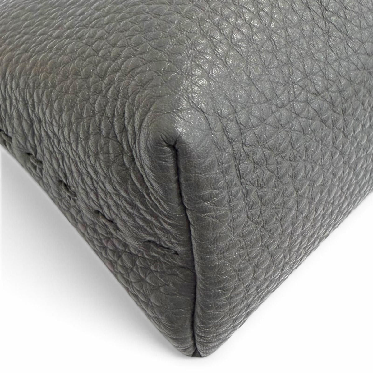 Fendi Selleria Logo Leather Pouch Makeup Dark Gray Silver — view 7
