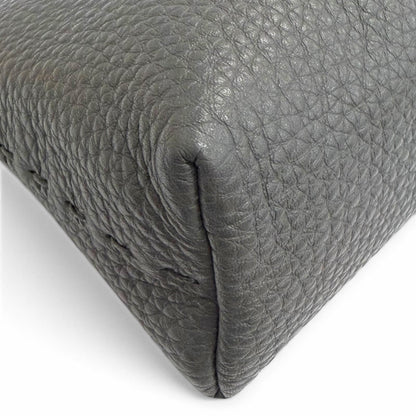 Fendi Selleria Logo Leather Pouch Makeup Dark Gray Silver — view 7