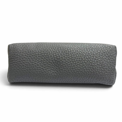 Fendi Selleria Logo Leather Pouch Makeup Dark Gray Silver — view 5