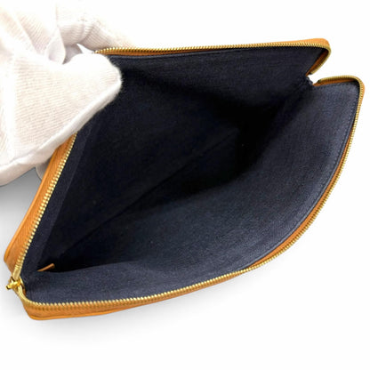 Celine Cuir Triomphe Small Pouch Canvas Leather Navy Ecru — view 6