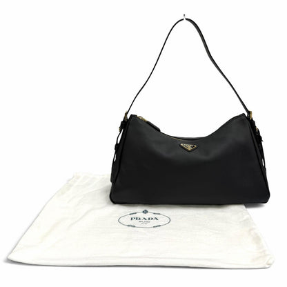 Prada Emme Large Soft Gray Leather Shoulder Bag Triangle Logo — view 2