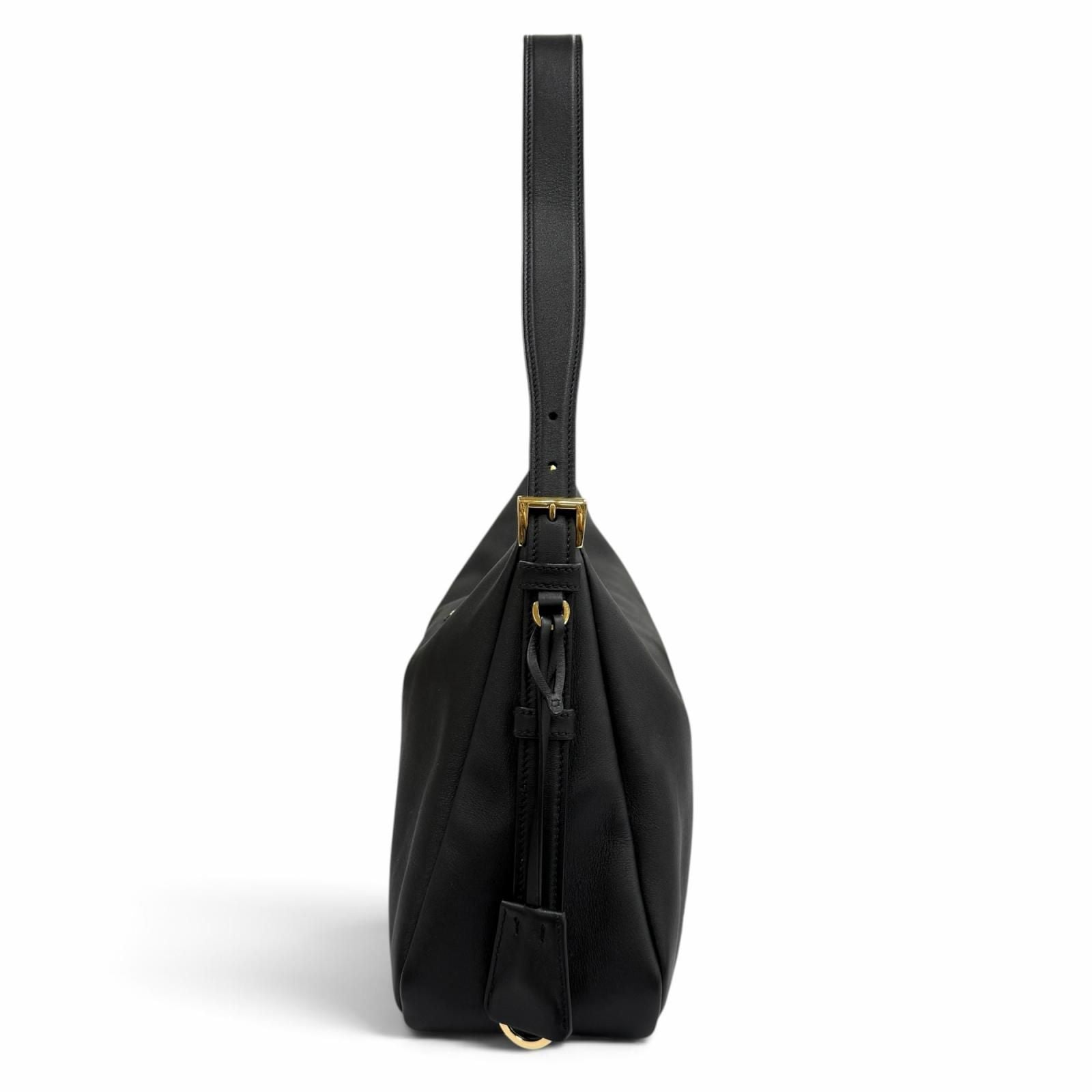 Prada Emme Large Soft Gray Leather Shoulder Bag Triangle Logo — view 5