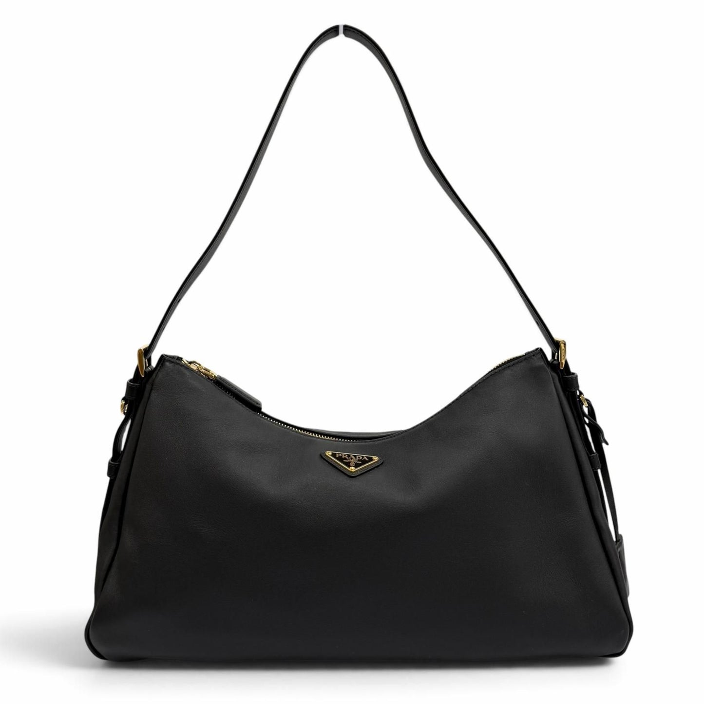 Prada Emme Large Soft Gray Leather Shoulder Bag Triangle Logo