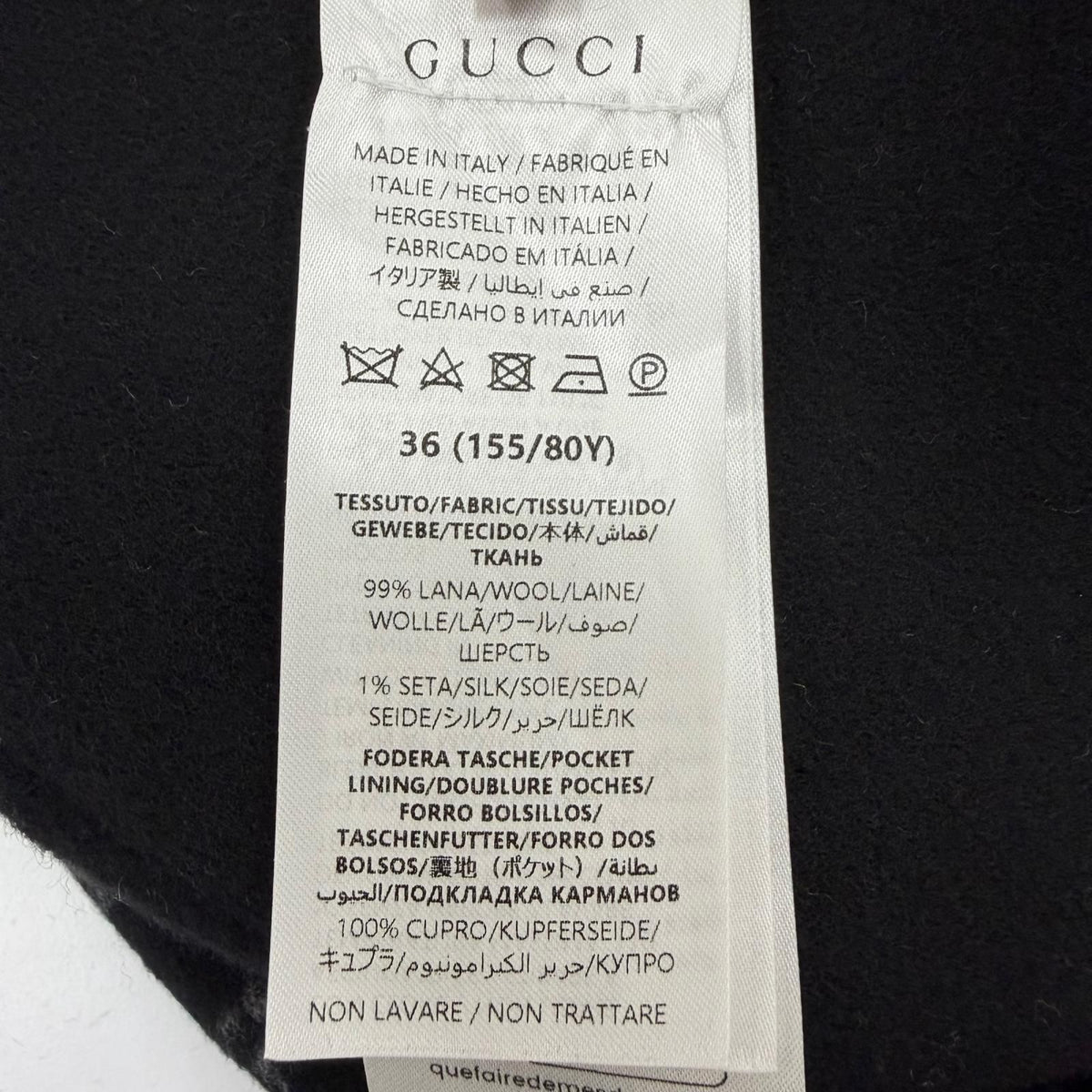Gucci Reversible Wool Blend GG Silk Coat Belt Wrap Black 36 — view 8