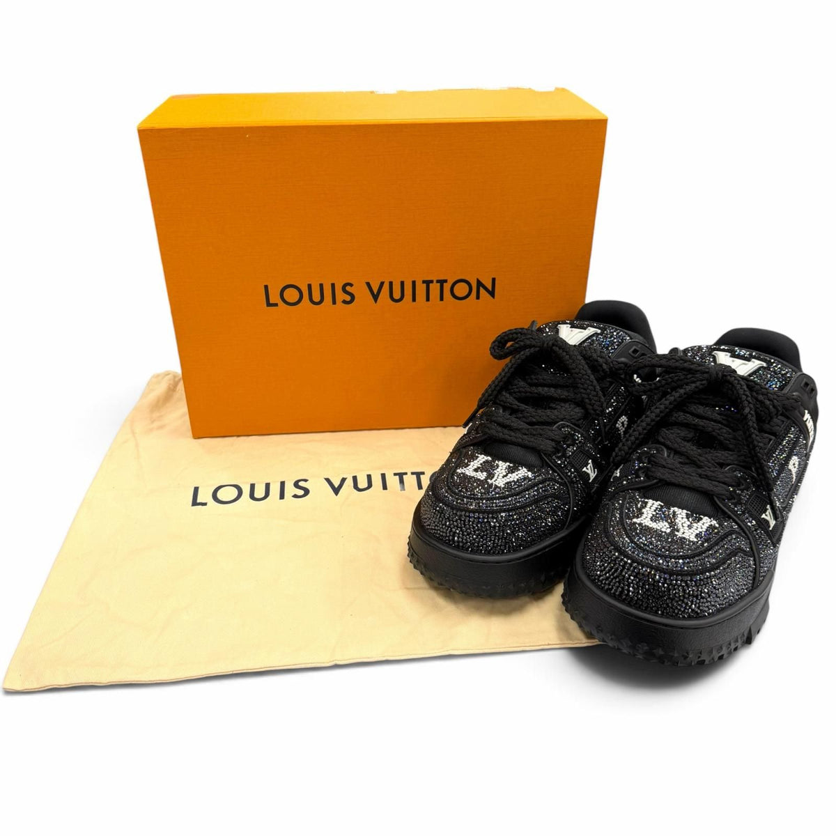 Louis Vuitton LV Trainers Maxi Line Swarovski Rhinestone Lace-up Sneakers — view 2