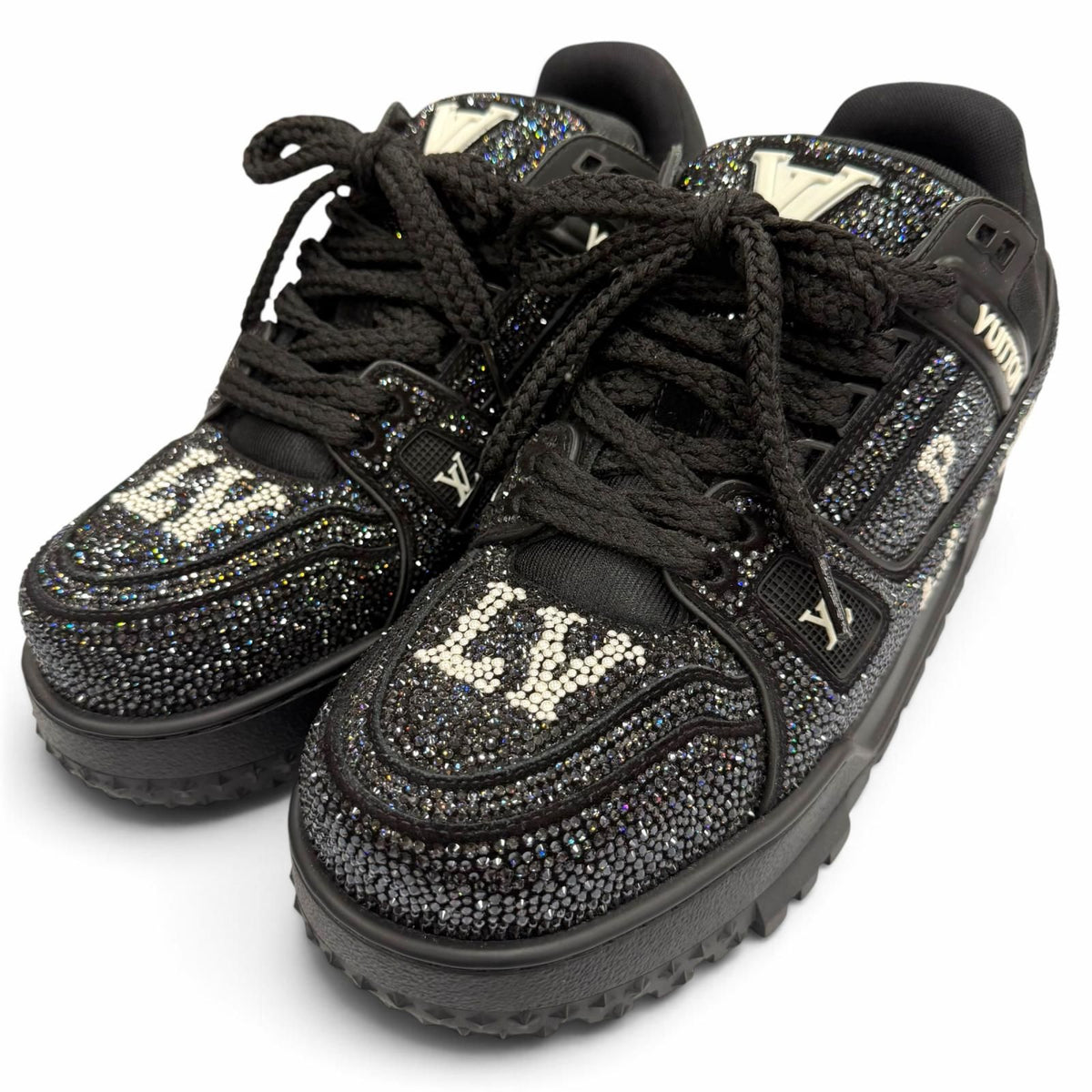 Louis Vuitton LV Trainers Maxi Line Swarovski Rhinestone Lace-up Sneakers