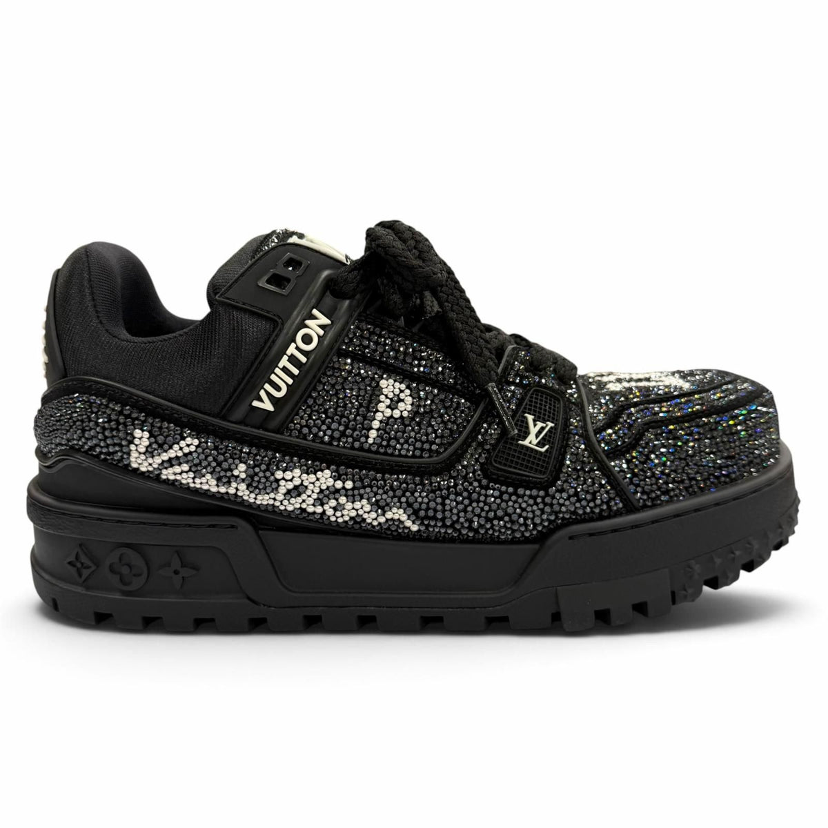 Louis Vuitton LV Trainers Maxi Line Swarovski Rhinestone Lace-up Sneakers — view 7
