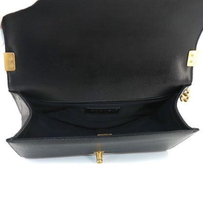 Chanel Boy Chain Shoulder Bag Caviar Leather Black Gold — view 7
