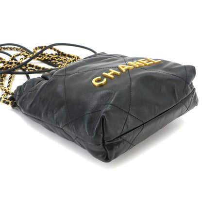 Chanel 22 Mini 2-Way Chain Shoulder Bag Calfskin Black — view 4