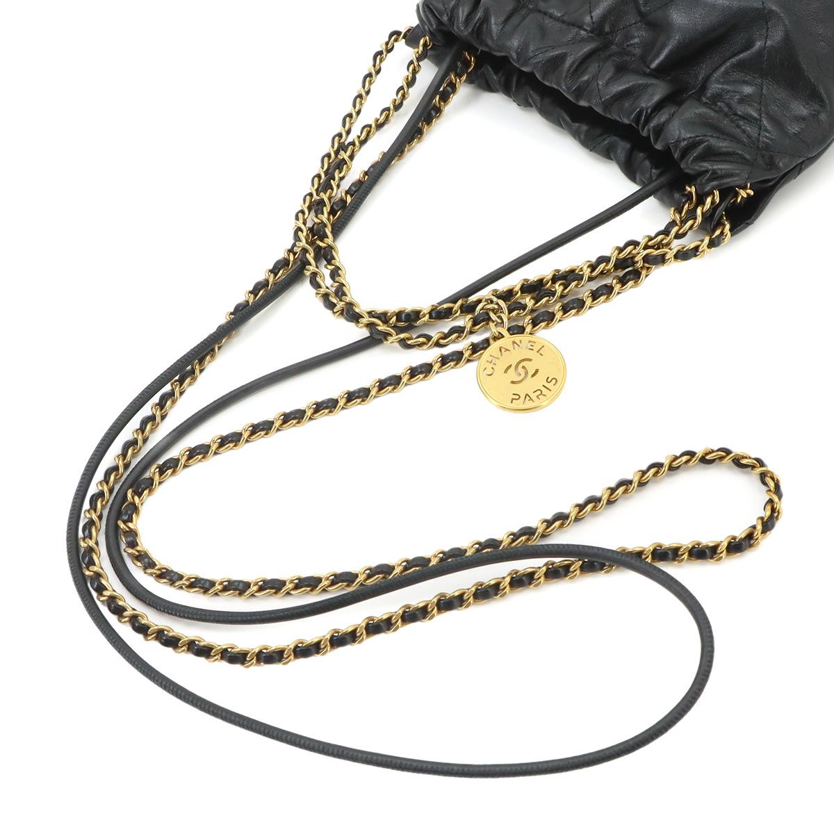 Chanel 22 Mini 2-Way Chain Shoulder Bag Calfskin Black — view 5