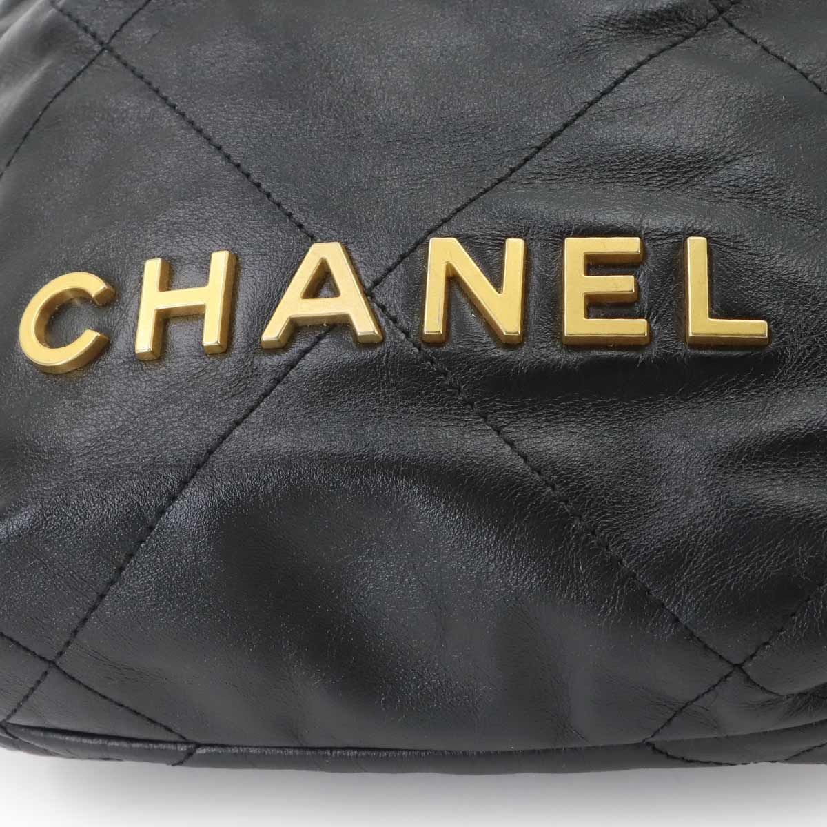 Chanel 22 Mini 2-Way Chain Shoulder Bag Calfskin Black — view 8