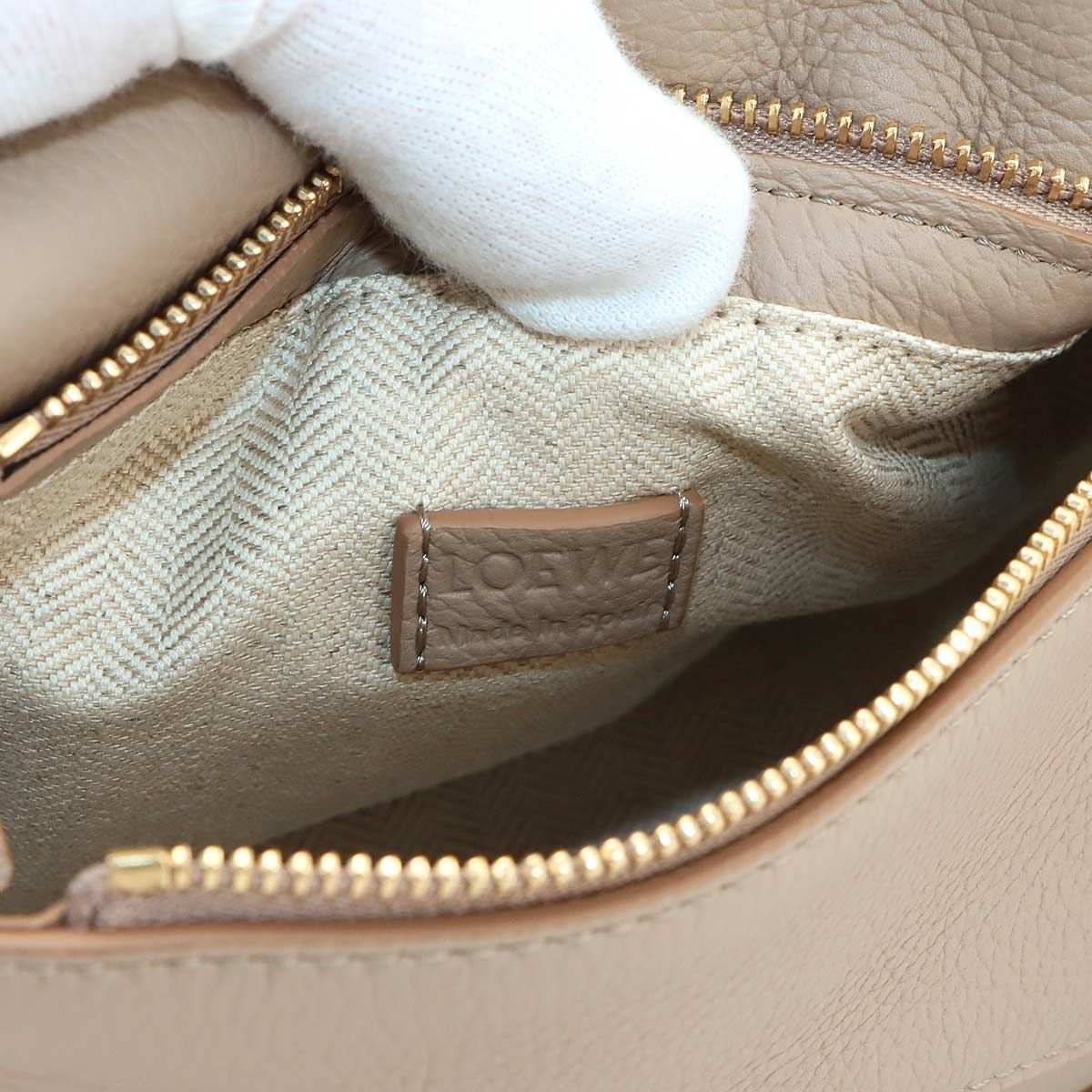 Loewe Puzzle Edge Bag Mini 2-Way Bag Leather Sand Beige — view 8