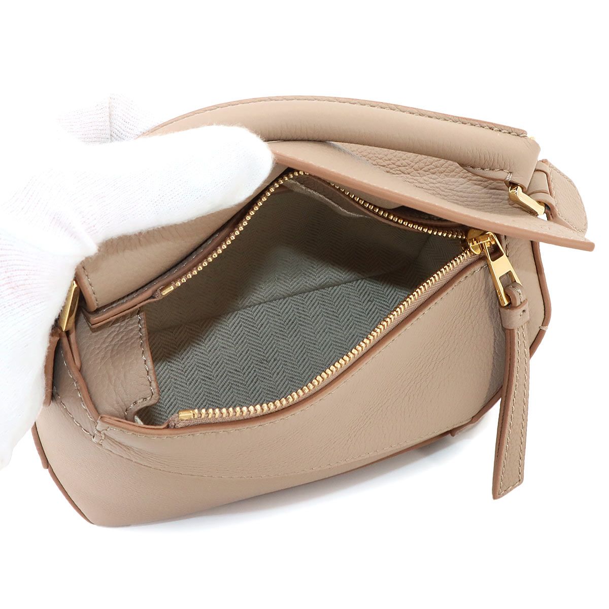 Loewe Puzzle Edge Bag Mini 2-Way Bag Leather Sand Beige — view 7