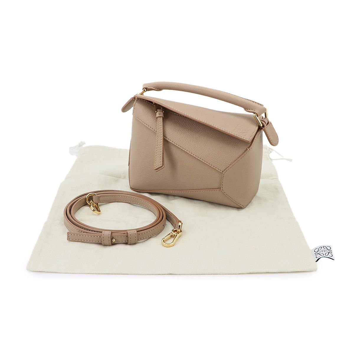 Loewe Puzzle Edge Bag Mini 2-Way Bag Leather Sand Beige — view 2