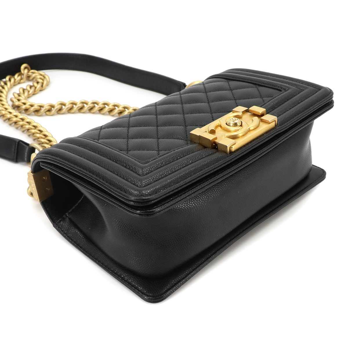 Chanel Boy Small Chain Shoulder Bag Caviar Leather Black — view 4