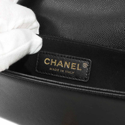 Chanel Boy Small Chain Shoulder Bag Caviar Leather Black — view 8