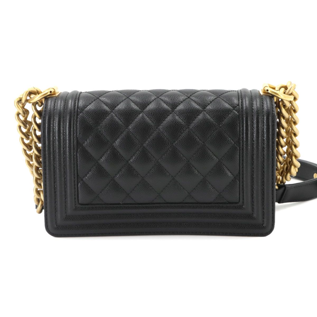 Chanel Boy Small Chain Shoulder Bag Caviar Leather Black — view 2