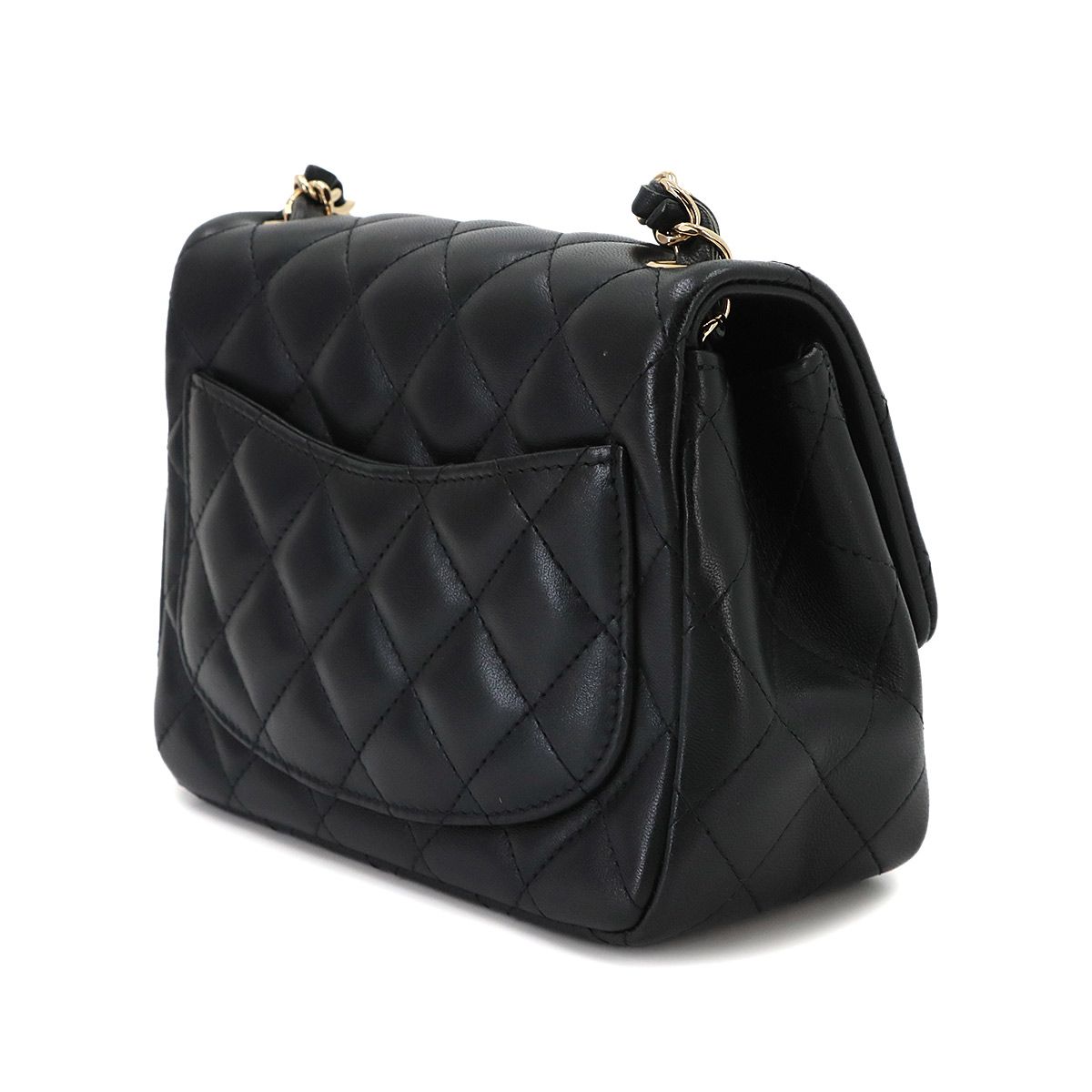 Chanel Mini Quilted Chain Shoulder Bag Lambskin Black Gold — view 4