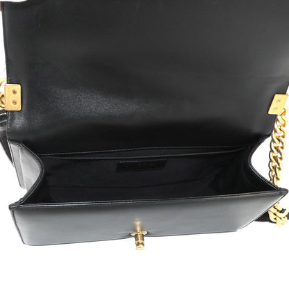 Chanel Boy Chain Shoulder Bag Lambskin Black Gold — view 7