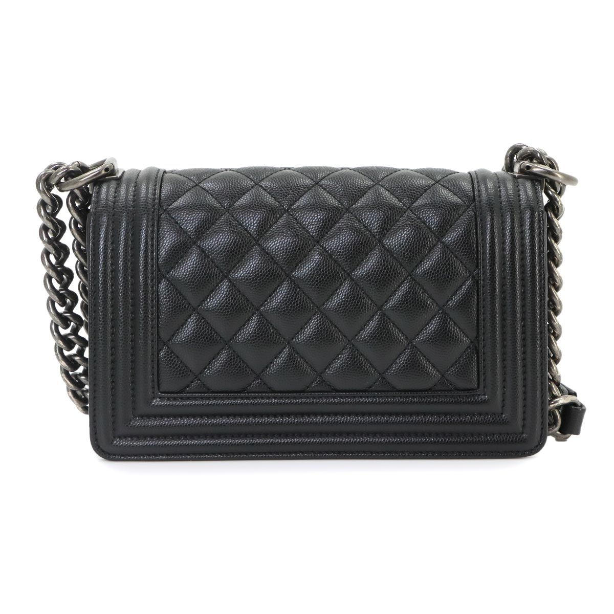 Chanel Boy Small Chain Shoulder Bag Caviar Leather Black — view 3