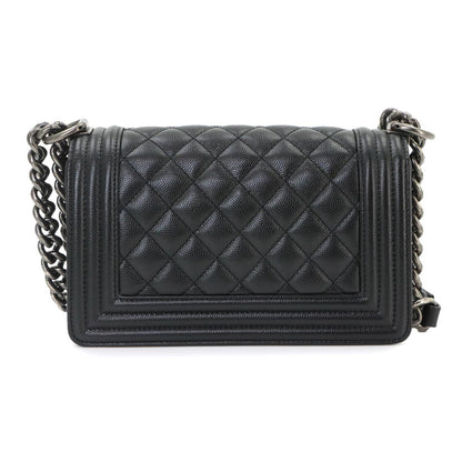 Chanel Boy Small Chain Shoulder Bag Caviar Leather Black — view 3