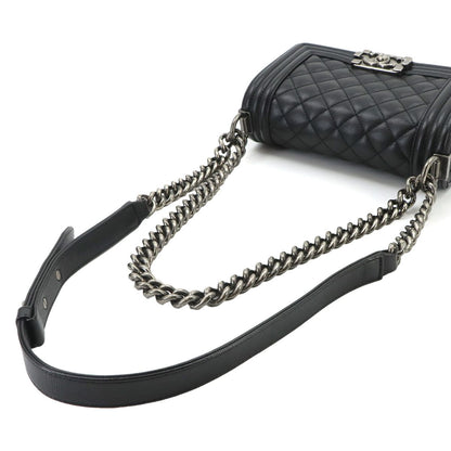 Chanel Boy Small Chain Shoulder Bag Caviar Leather Black — view 6